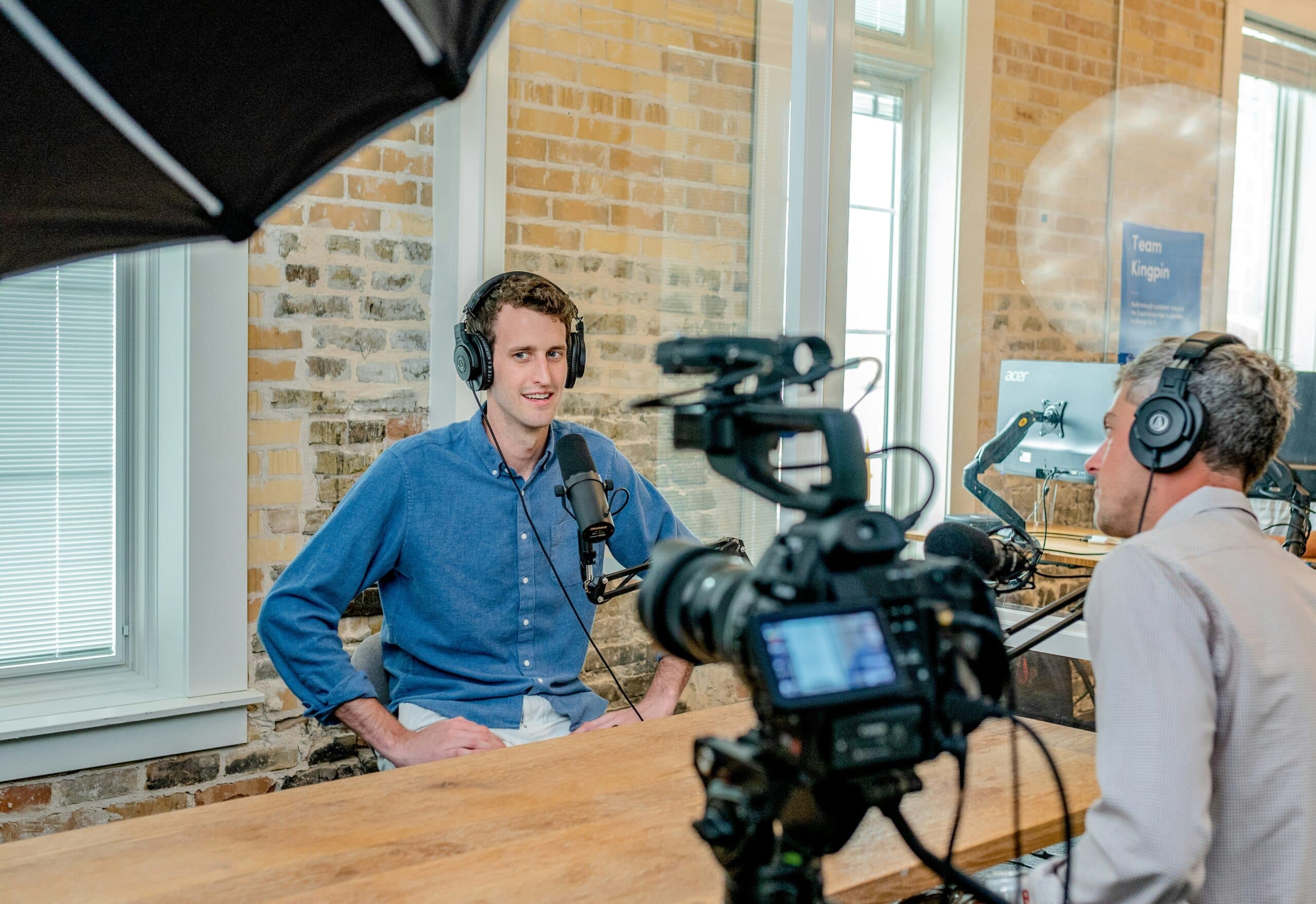 A man making a podcast