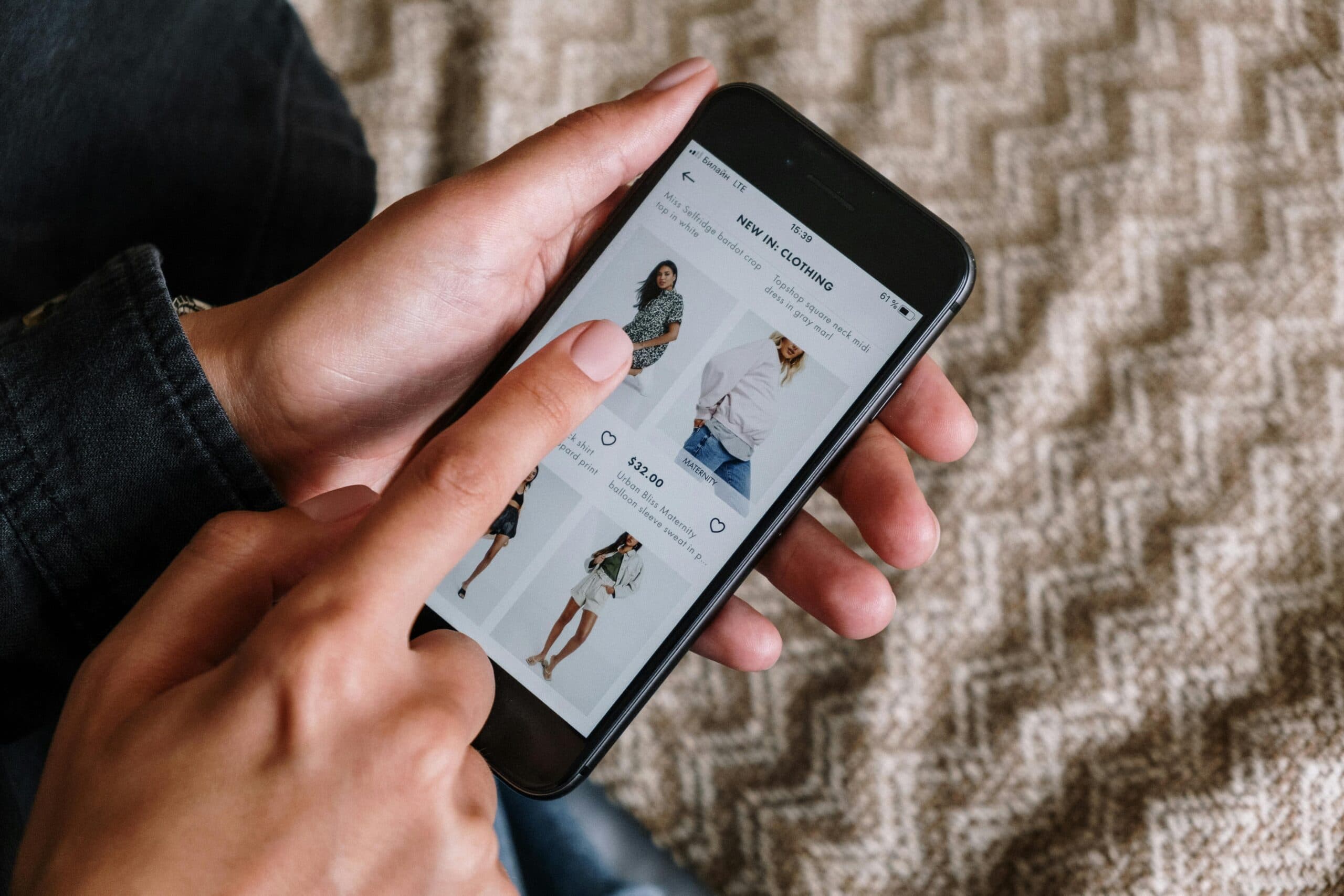 Ecommerce shopping on phone