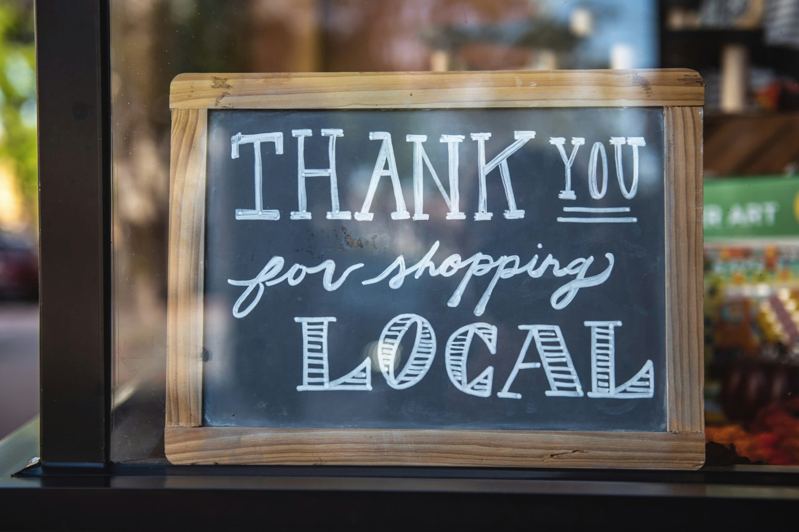 Shopping local sign