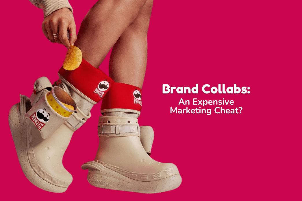 The title ‘Brand Collabs: An Expensive Marketing Cheat’ with an image of the Crocs x Pringles boots.