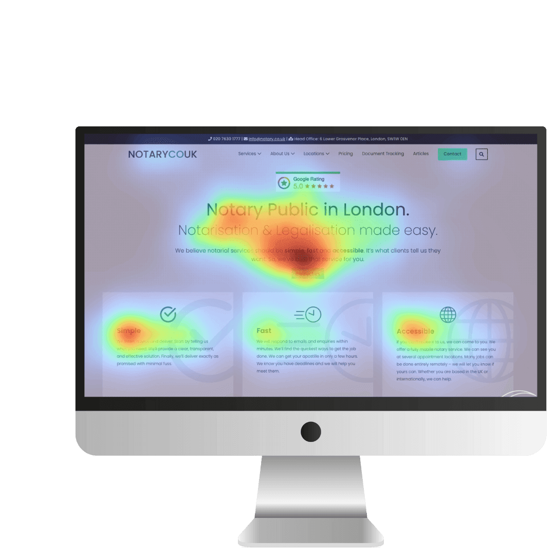 notary.co.uk heatmap for clicks