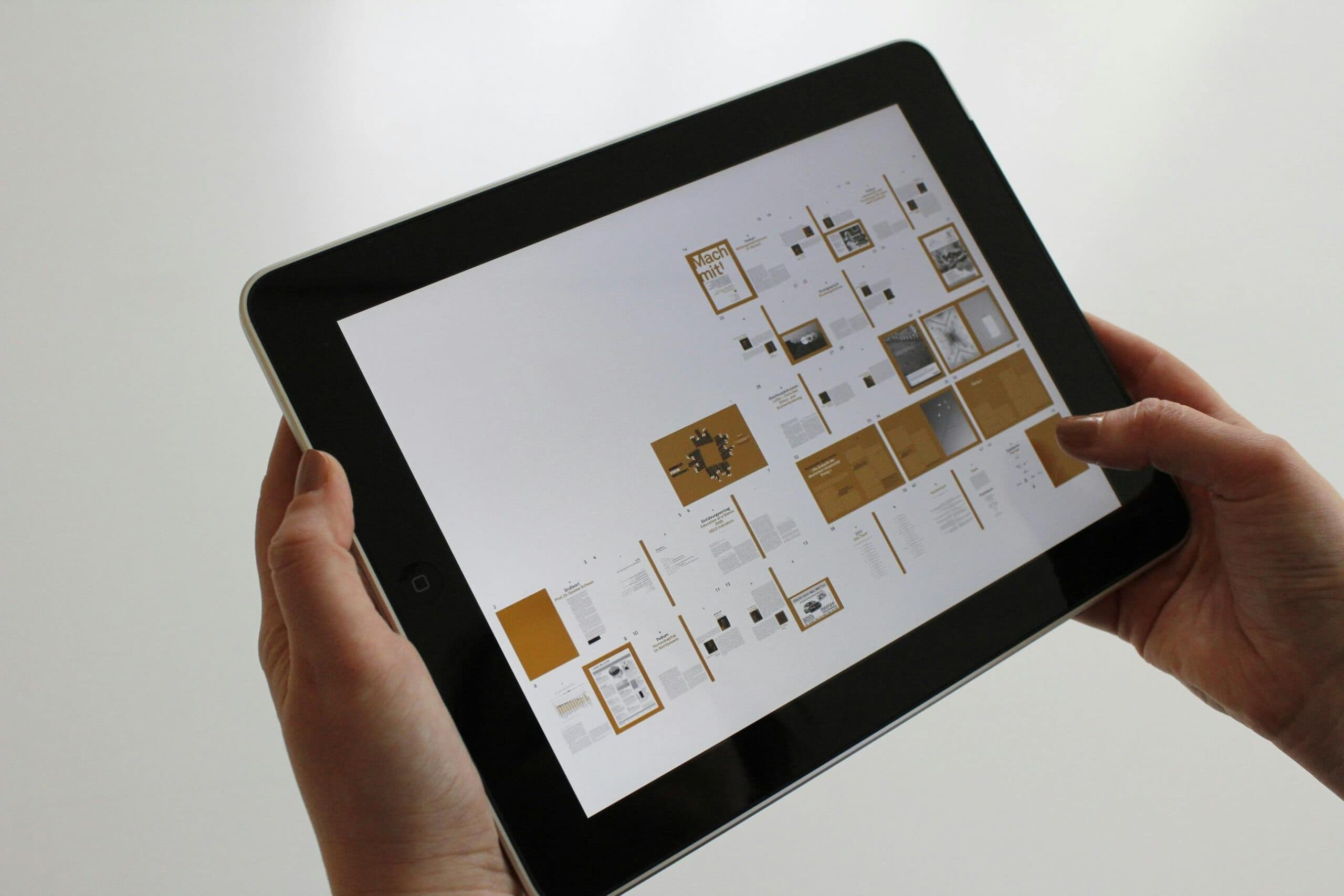 the plan of a book on an ipad