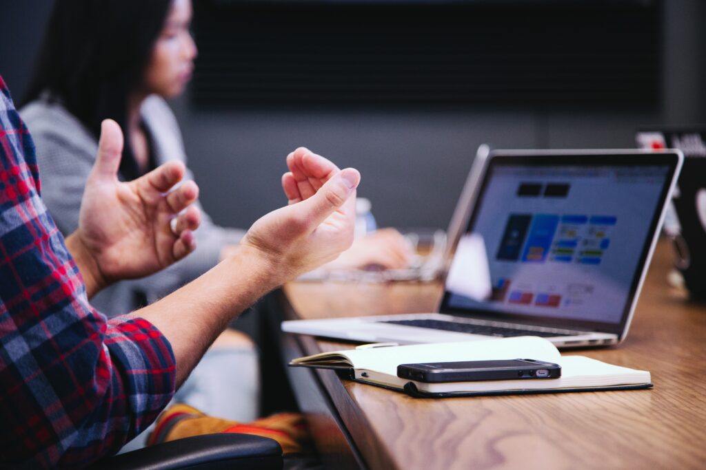 two hands communicating and gesturing
