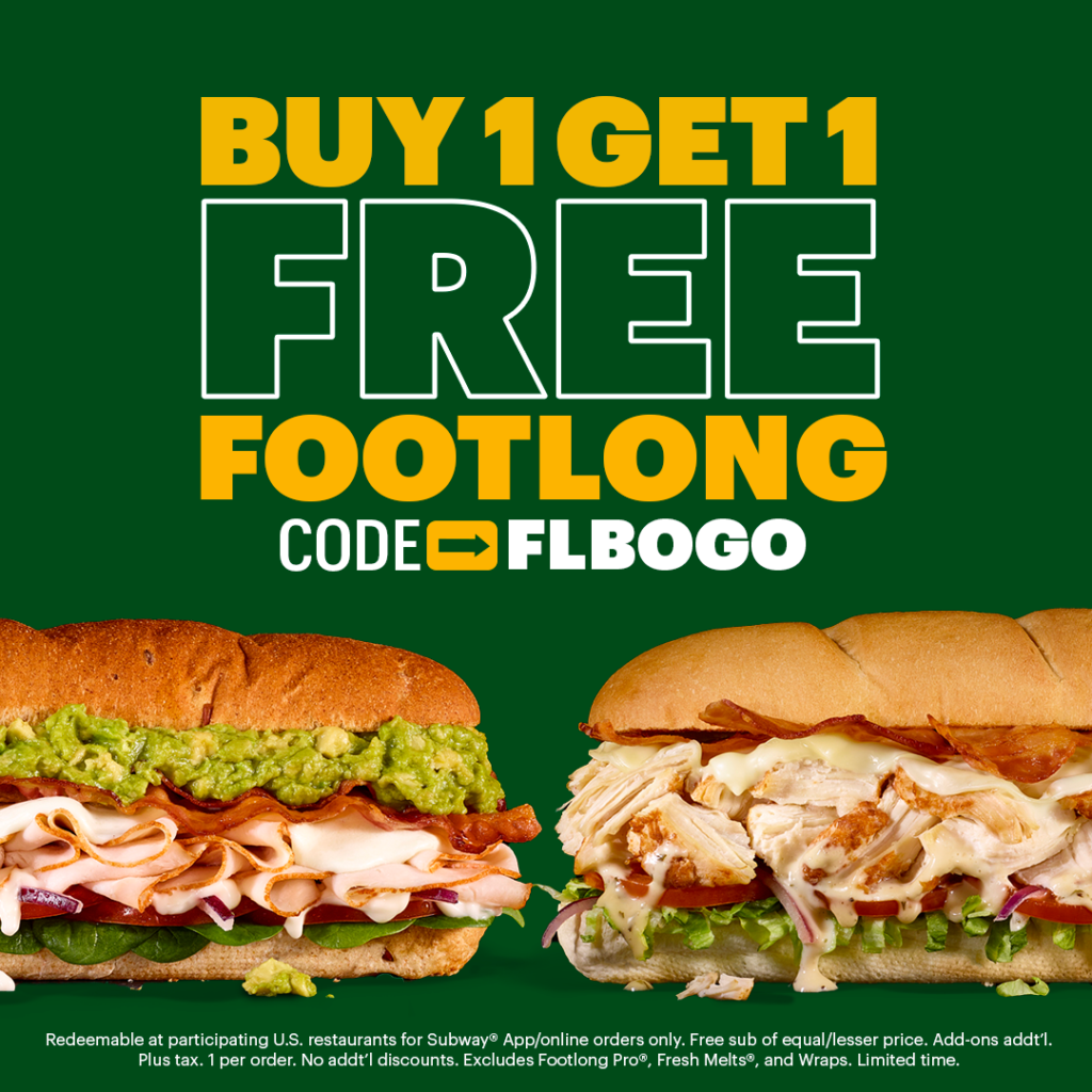 subway buy one get one free advert