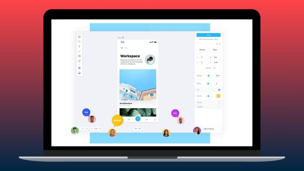 A laptop screen shows Marvel, one of the best prototyping tools for UX and UI design and development.