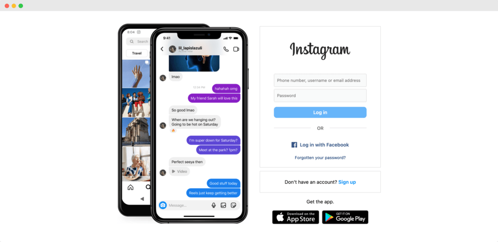Instagram landing page