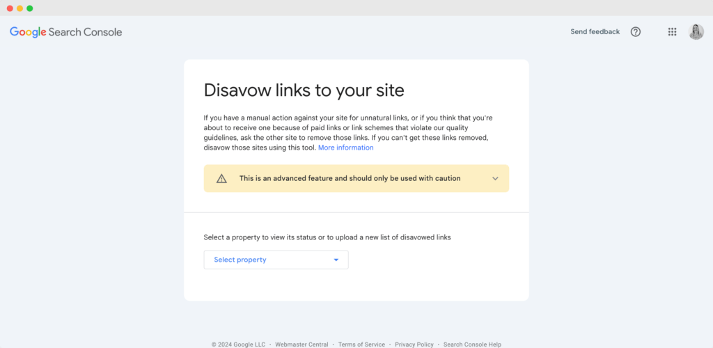Google's tool for disavowing links