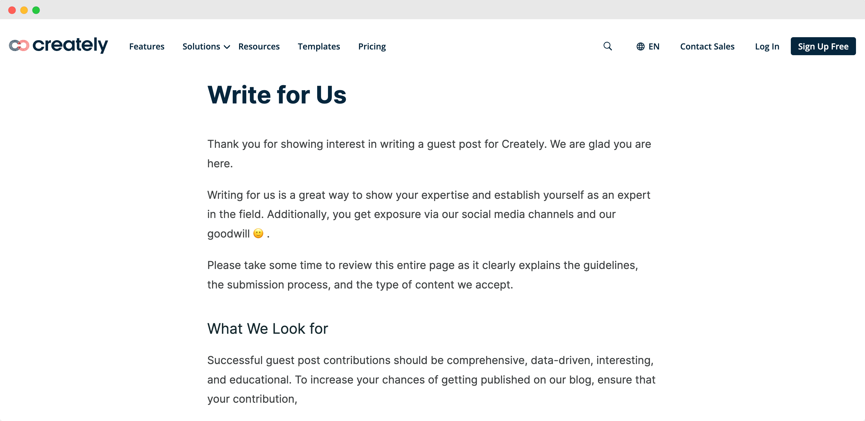 Creately Write for Us page