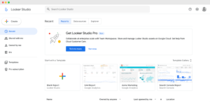 Google Looker Studio homepage