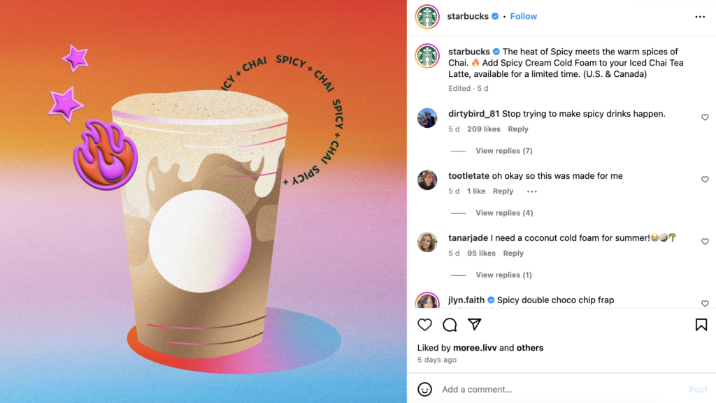 Starbucks Instagram post