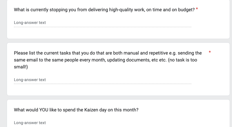 Kaizen day form example