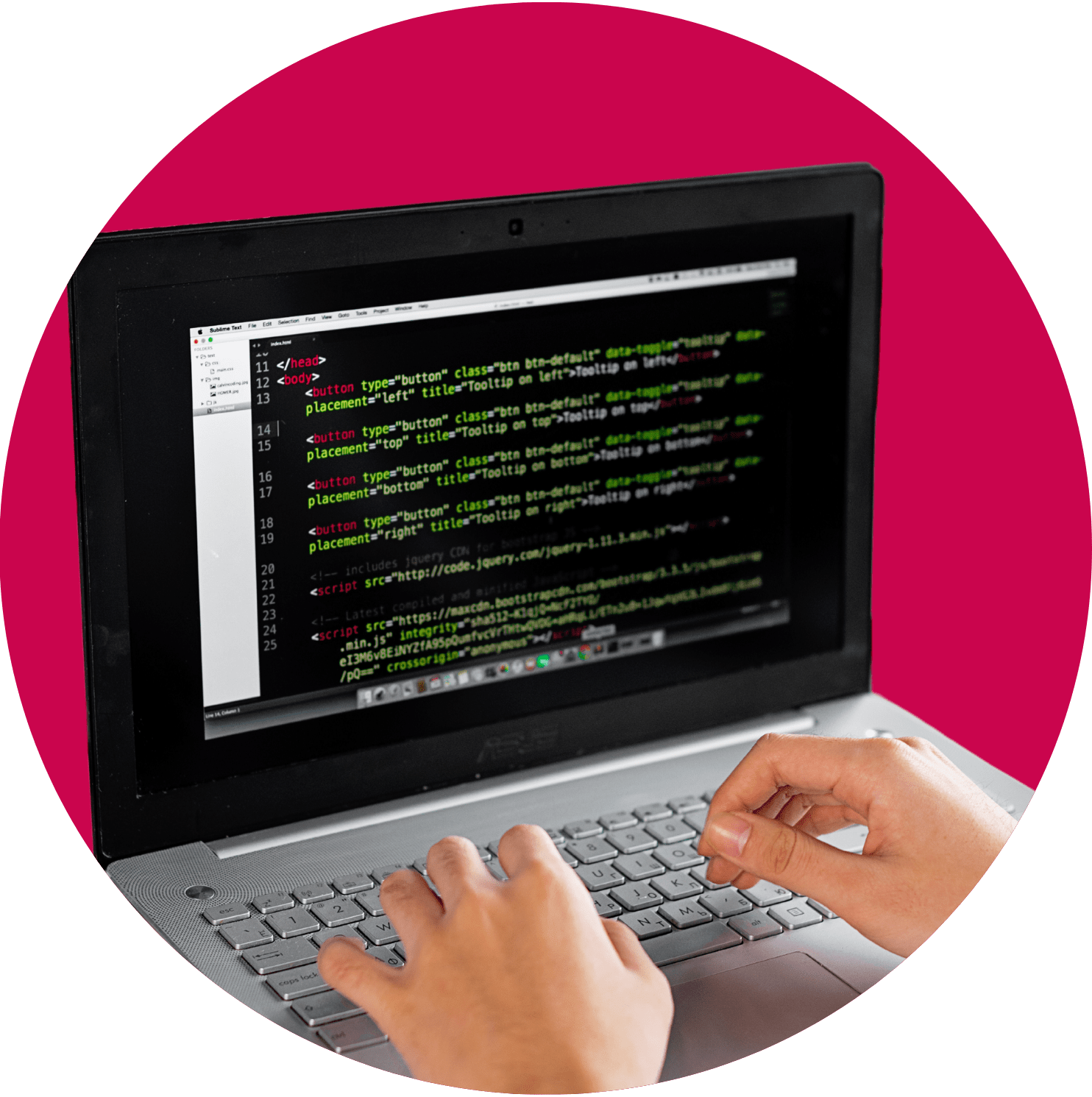 Coding on Laptop