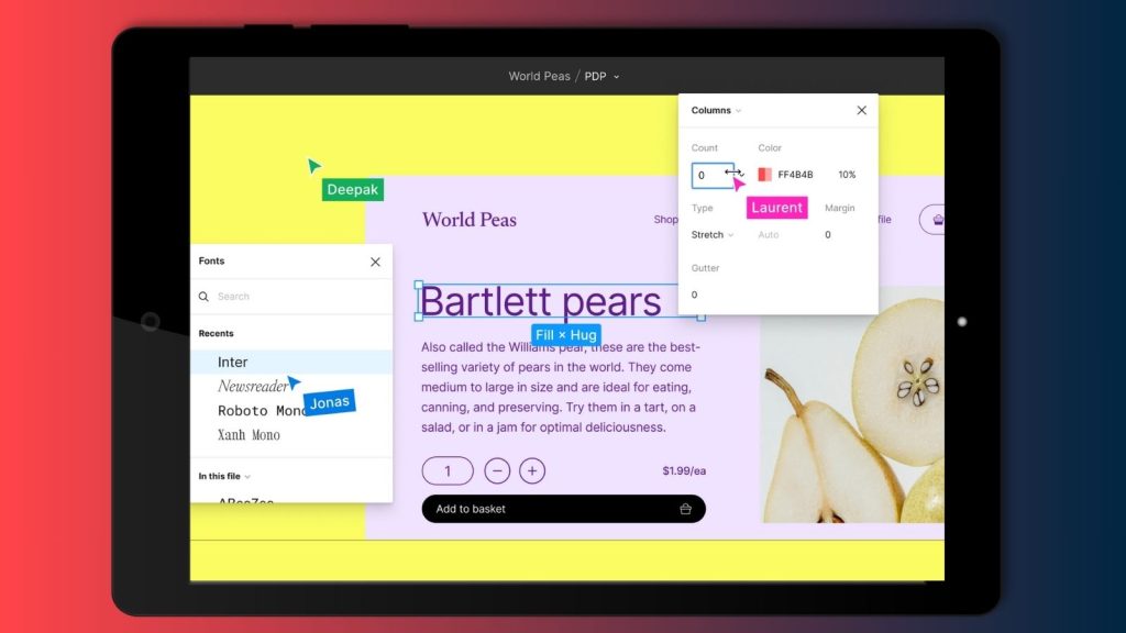 A tablet screen shows Figma, one of the best prototyping tools for UX and UI design and development.
