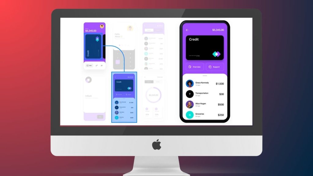 A computer screen shows InVision, one of the best prototyping tools for UX and UI design and development.
