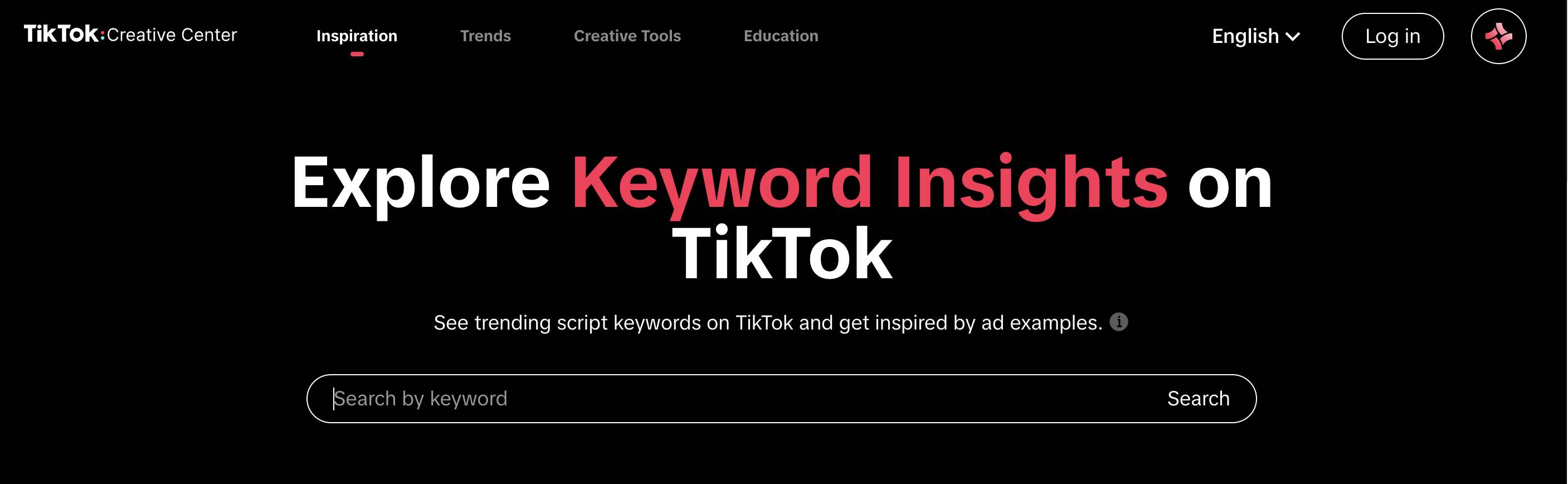 The TikTok Keyword Insights tool