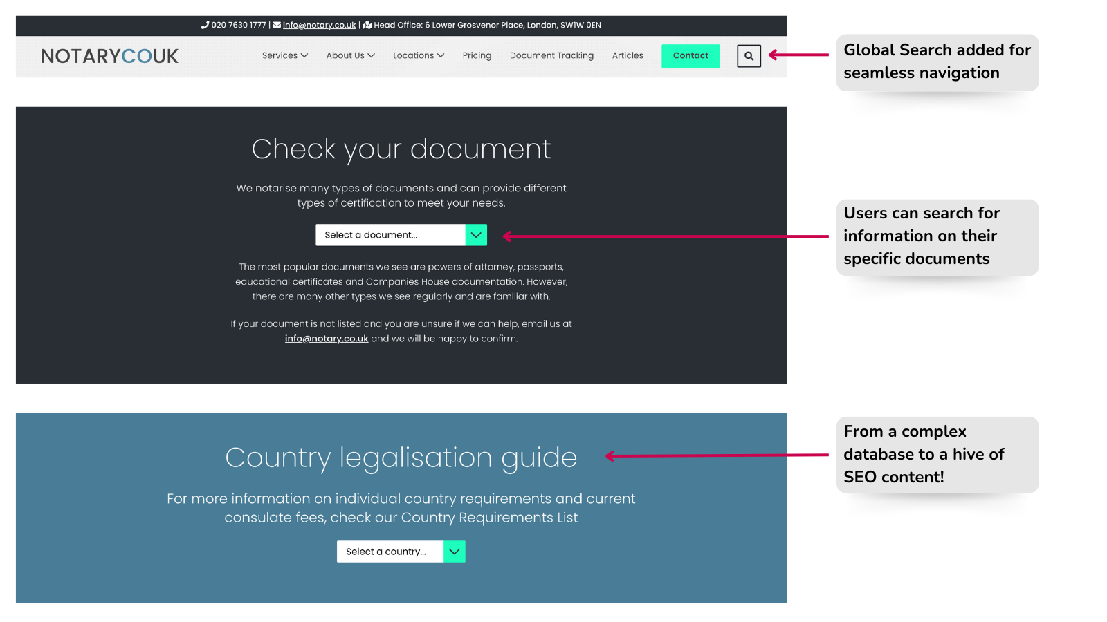 Screenshots from the Notary.co.uk website reveal the CRO updates.