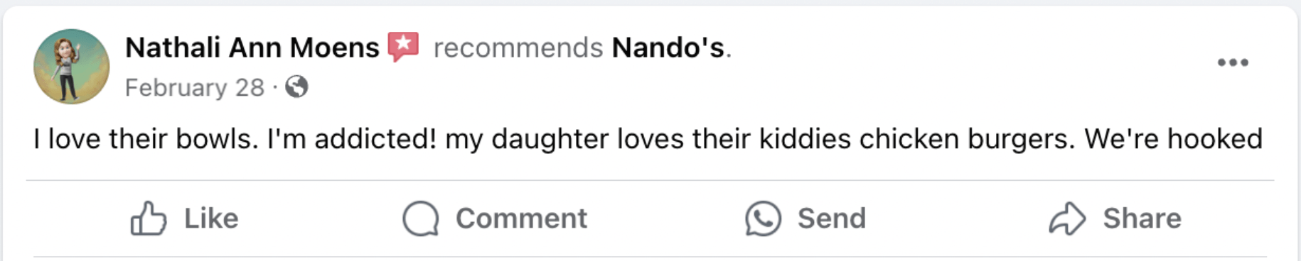 Nandos Facebook review example