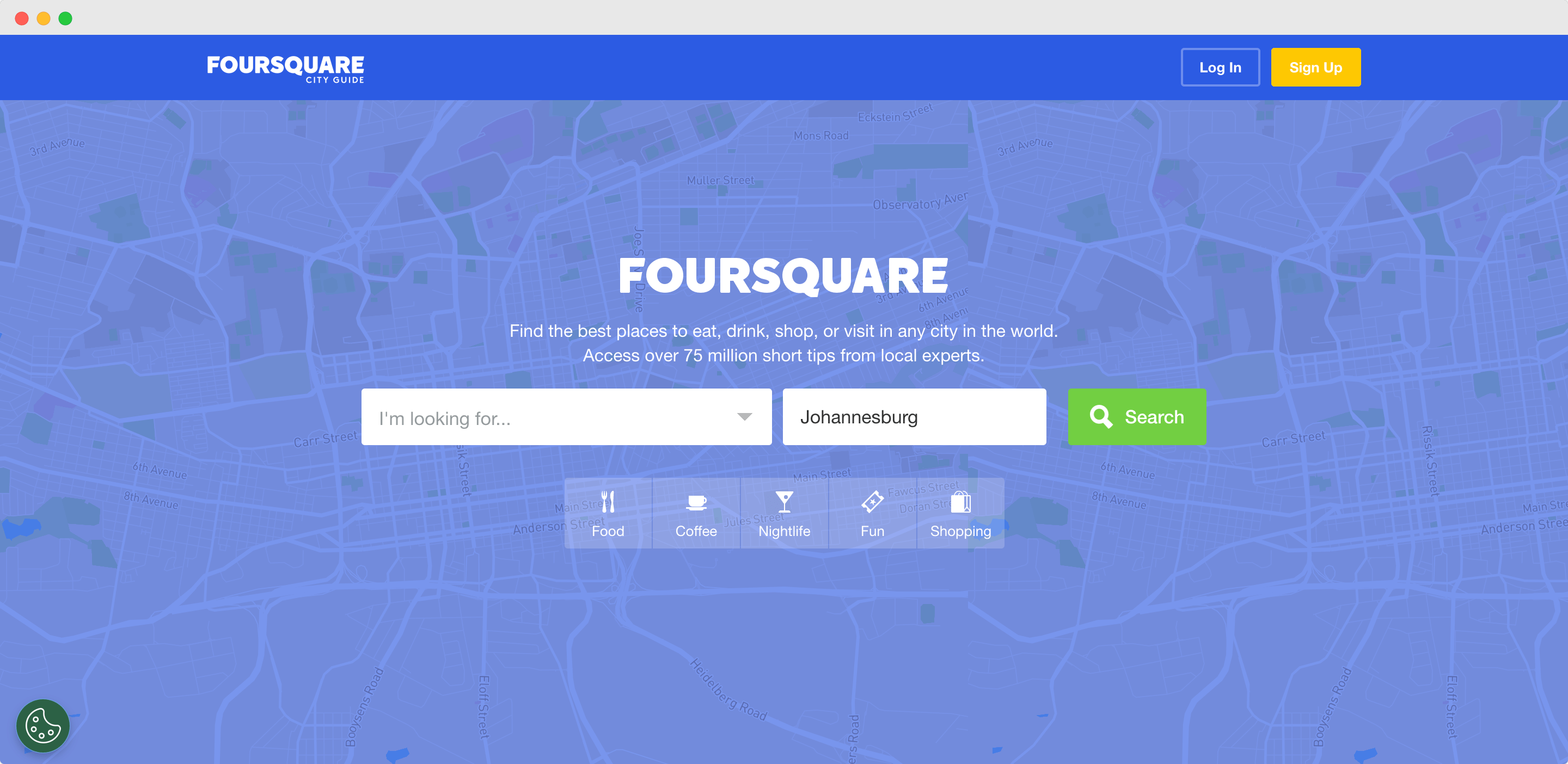 Foursquare homepage