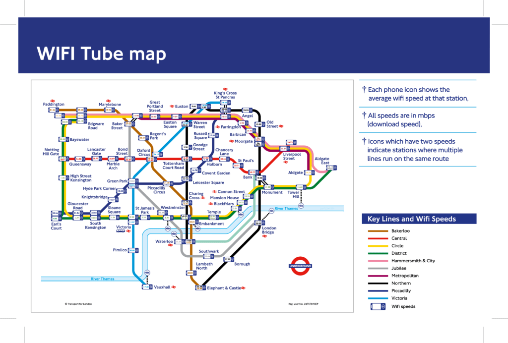 A wifi map for the underground tube routes