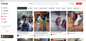 TikTok Explore landing page