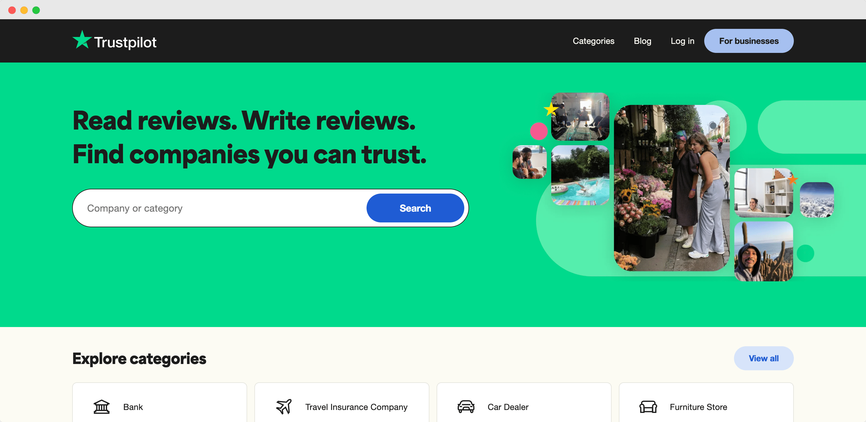 Trustpilot homepage