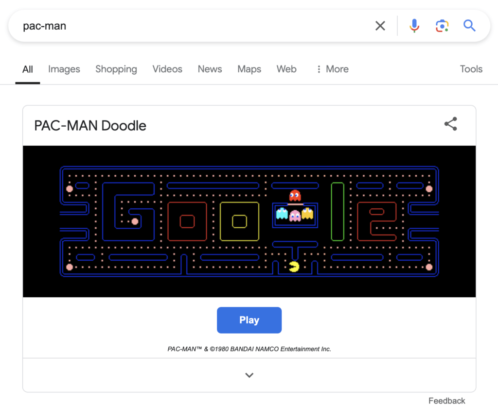 pac man game on google