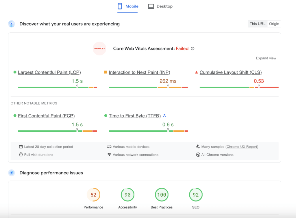 Google page speed insights