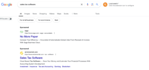 sales tax search ads on google