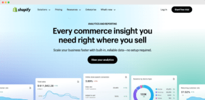 Shopify analytics homepage