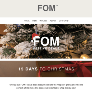 christmas themed email from FOM