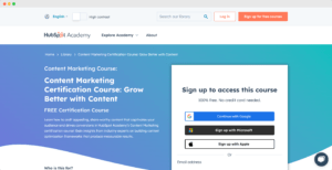 content marketing certification by hubspot